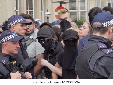 Radical Left Wing Antifa Gather Outside The BBC Studio In London, UK, 03/08/19