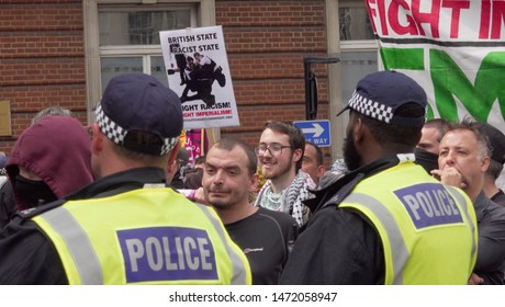 Radical Left Wing Antifa Gather Outside The BBC Studio In London, UK, 03/08/19
