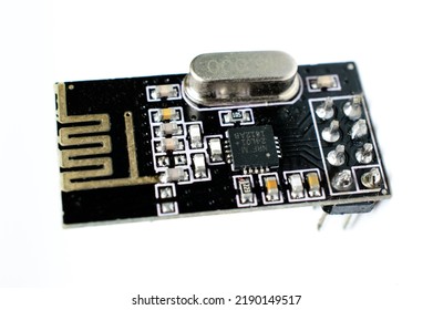Radio antenna on a white background macro photo. Receiver or transmitter - arduino project. 