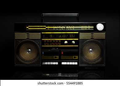 Radio Boom Box On Black Background