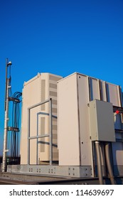 Radio Cabinet On The Cell Tower Site. Seen With Power Switch And GPS Antenna.