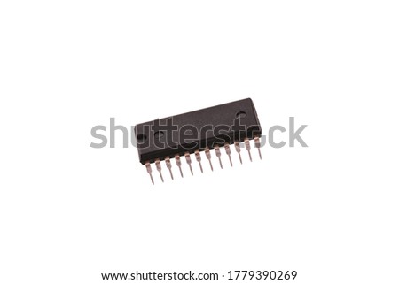 Radio component microcircuit isolated. Close-up.