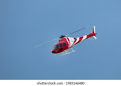 Radio Controlled Model Helicopter In Flight.