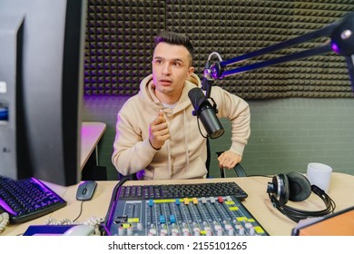 Radio Host Financial Analyst Broadcasts Live Stock Photo 2155101265 ...