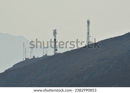 Radio Mast Communication Antenna broadcast communication military. High quality photo