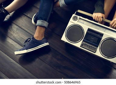 Radio Music Friends Unity Style Teens Casual Concept