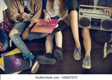 Radio Music Friends Unity Style Teens Casual Concept