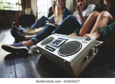 Radio Music Friends Unity Style Teens Casual Concept