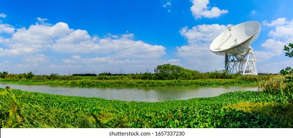 Radio Telescope Antenna Of Shanghai Astronomical Observatory,Chinese Academy Of Sciences.panoramic View.