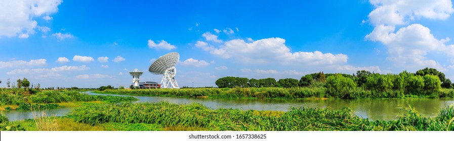 Radio Telescope Antenna Of Shanghai Astronomical Observatory,Chinese Academy Of Sciences.panoramic View.