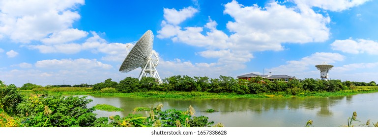 Radio Telescope Antenna Of Shanghai Astronomical Observatory,Chinese Academy Of Sciences.panoramic View.