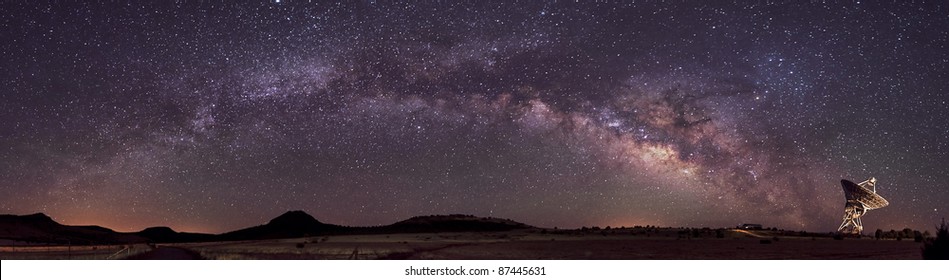 Radio Telescope And Milky Way