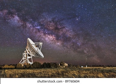 Radio Telescope And Milky Way