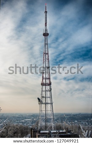 Radio tower near the big city