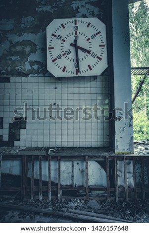 radioactive clock in pool in Pripyat school, Chernobyl Exclusion Zone
