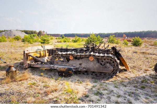 Radioactive dead\
zone of Chernobyl. Abandoned looted appliances, cars, electronics\
in Chernobyl accident. Consequences of evacuation, looting and\
vandalism after an\
explosion