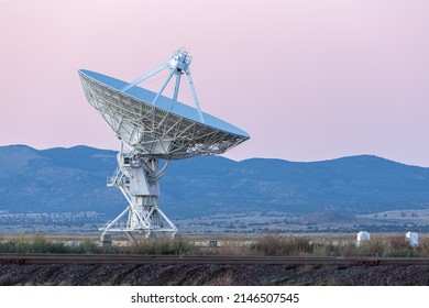 Radiotelescopes at the Very Large Array, the National Radio Observatory in New Mexico at sunrise