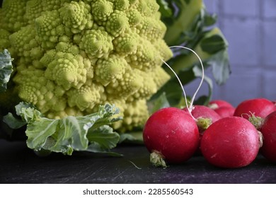 Radish and Romanesco broccoli healthy food