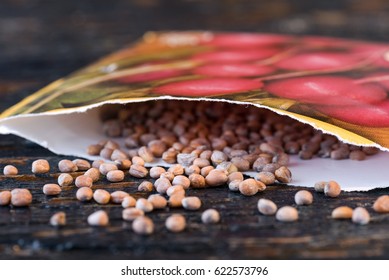 Radish Seeds Spilled From A Seed Packet