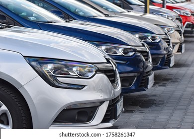 Radom, Poland - 14th May, 2020: Renault vehicles parked on the public parking near the car dealership point.