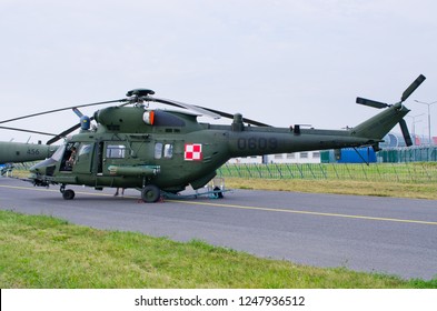 Radom, Poland - August 26, 2017: W-3PL Gluszec Helicopter on Airshow Radom. One of most famous aviation events in central Europe.
