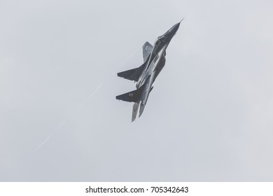 RADOM, POLAND - AUGUST 26, 2017 : Polish MIG-29 Fighter Display During Radom Air Show 2017.