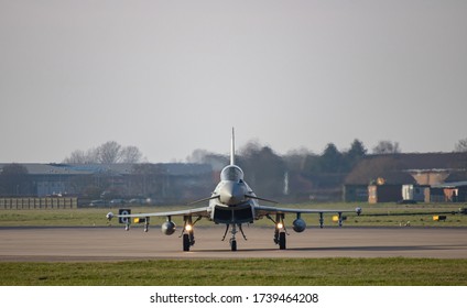 RAF Typhoon At RAF Coningsby Taxing After Landing. QRA. 