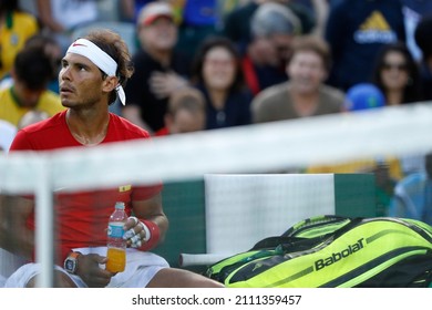 Rafael Nadal Tennis Player From Spain Competing At The Rio 2016 Summer Olympic Games. Spanish Famous Athlete On Court, Former World Number One ATP Rankings Leader - Rio De Janeiro, Brazil, 08.12.2016