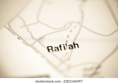Rafi'ah on a geographical map of Israel