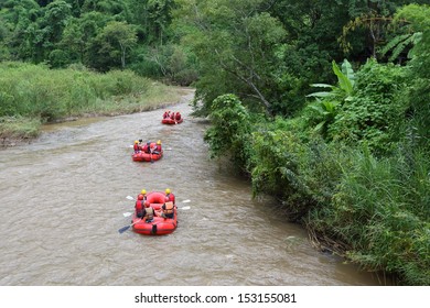 Rafting Advanture In Rainforest, Thailand