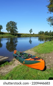 Rafting In Kayaks. Active Recreation On The Water. Canoeing Trip On The River. Selective Focus