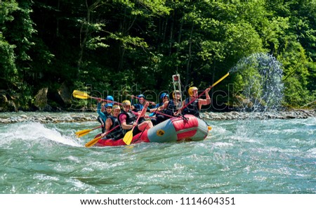rafting on a mountain river