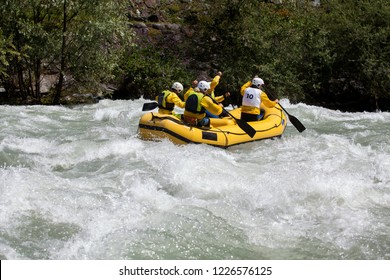 Rafting Team On The River