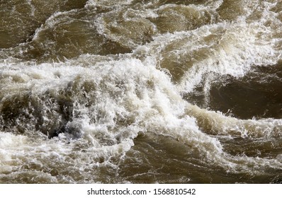 Raging Muddy Water In The River