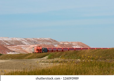 Rail Cars At The Potash Mine