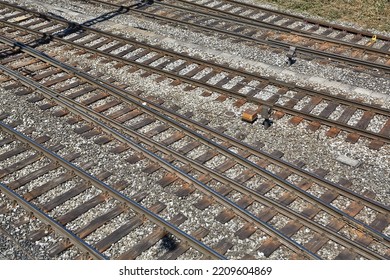 Rail Lines Merging On A Main Transportation Route