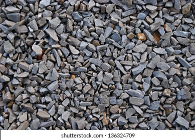 Rail Road Track Ballast Stone Gravel Close-up As Background