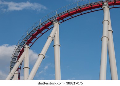 the rail rollercoster on sky background ,rollercoster in the park,funny rollercoster 