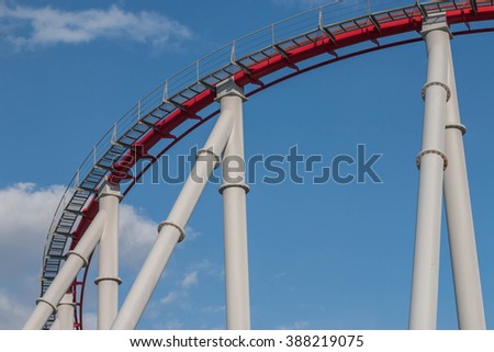 the rail rollercoster on sky background ,rollercoster in the park,funny rollercoster 