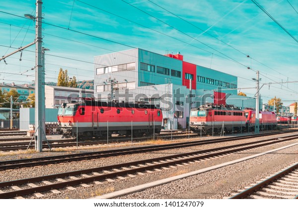 Rail tracks in Graz,\
Austria.