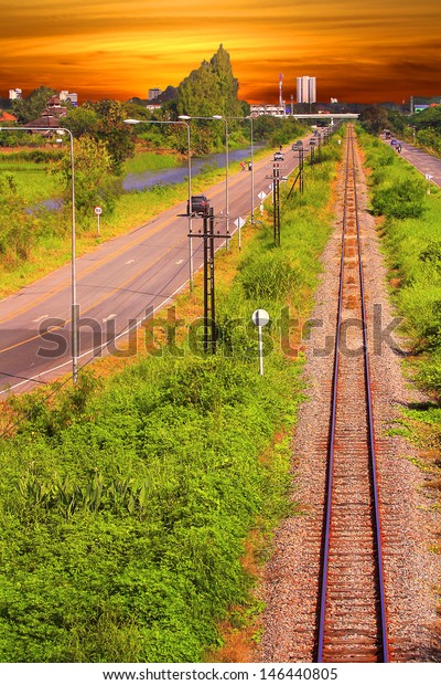Rail way and journey of\
many people, 