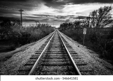 Railroad Along The Trinity River In Fort Worth, Texas