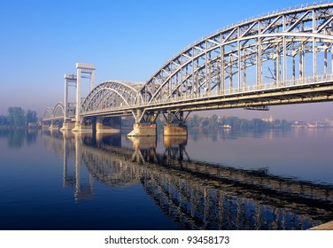 Railroad Bridge Across The Broad River Neva. Russia