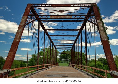 Railroad Bridge Over A Gravel Road In Rural Texas