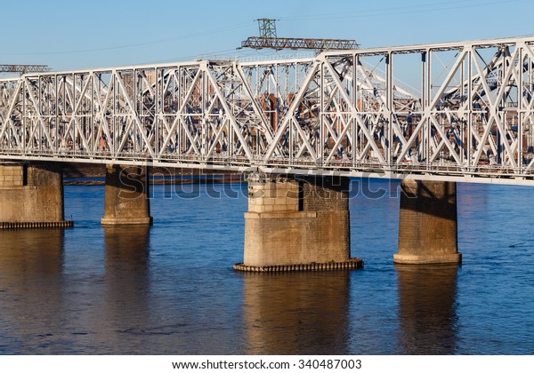 the
railroad the bridge through the river
Yenisei