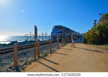 Railroad California train new to ocean 