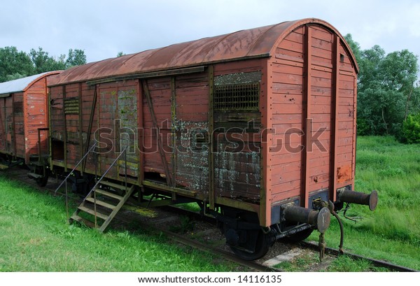 Railroad car used during\
the Holocaust