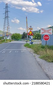 Railroad Crossing Stop Sign And Warning Lights Working Order