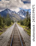 Railroad to Denali National Park, Alaska with impressive mountains