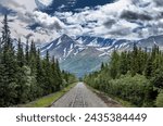 Railroad to Denali National Park, Alaska with impressive mountai